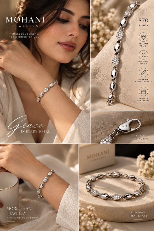 S70 Italian Silver Pavé Elegance Bracelet