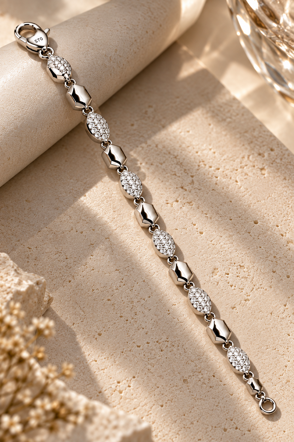 S70 Italian Silver Pavé Elegance Bracelet